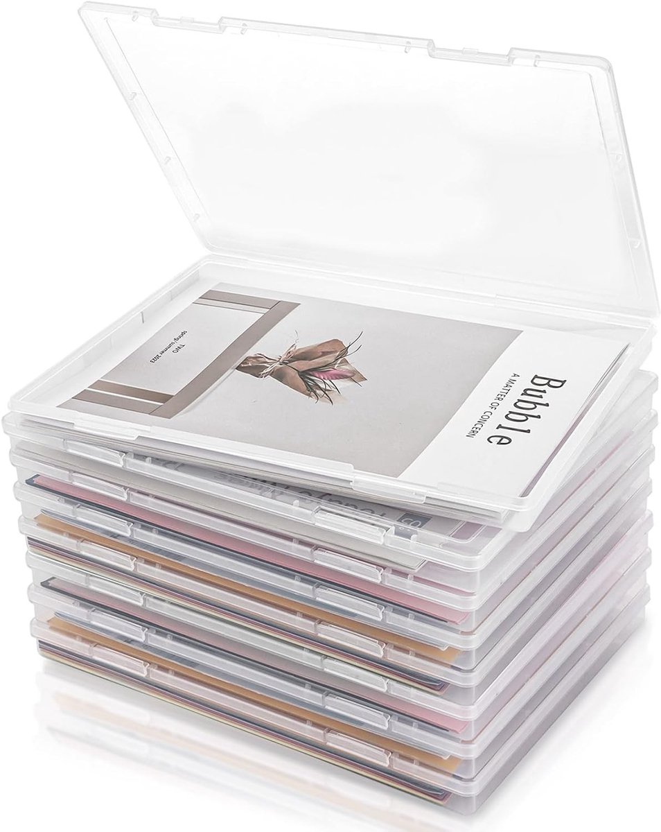 A4 Archiefdozen - Transparant - 30,5 x 22,3 x 2,2 cm - Kunststof Opbergdozen met Deksel - Voor Documenten en Tijdschriften