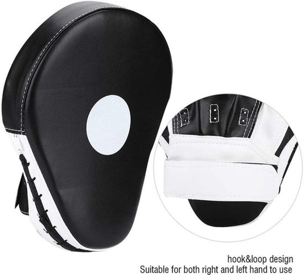 Handschoen Ponsen Pad - Lichtgewicht Boksen - PU Materiaal - Schuim - Zwart/Wit - 25 x 20 x 7 cm - Stootkussen