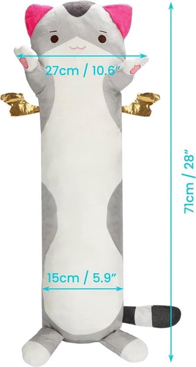 Pluche Katten Kussen - Groot - Zacht - Snoezig - Kitten Body Pillow - Lang - Leuk - Pluchie Geschenk Voor Kinderen - Slapen - Knuffelen.
