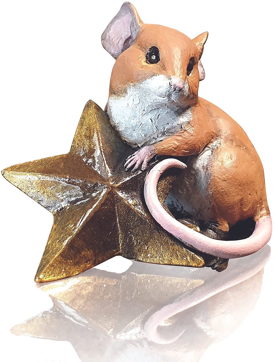 Solidchoice - Miniatuur Bronzen Muis met Sterbeeldje
