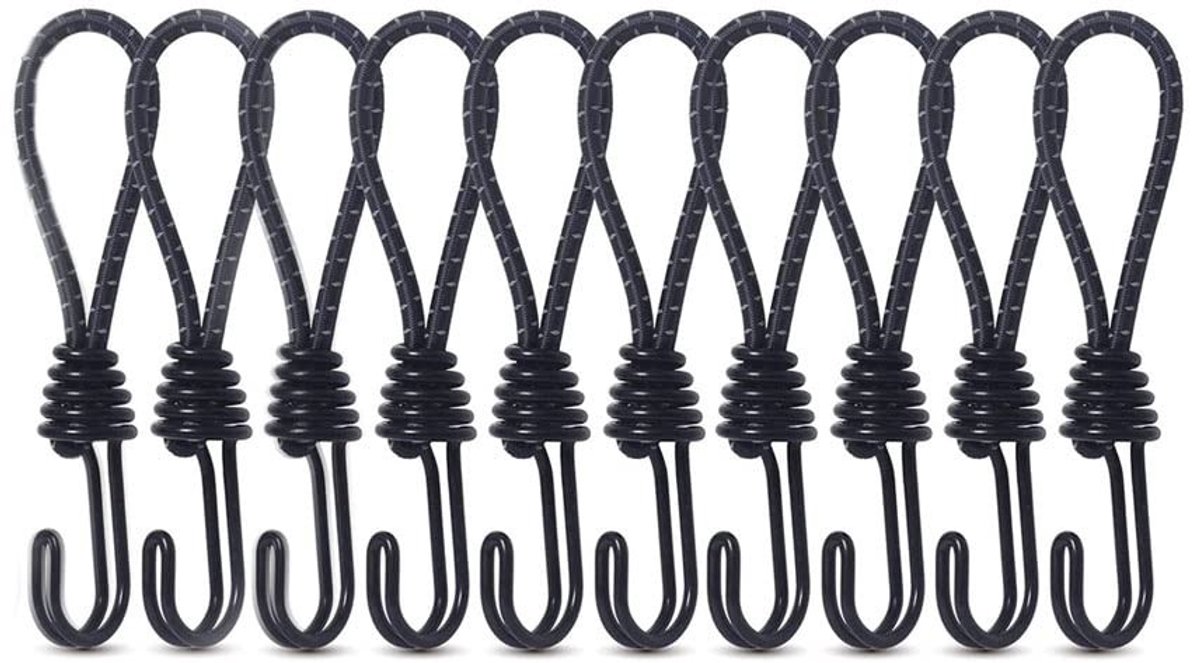 Solidchoice - Set van 10 Spanningrubbers met Haken voor Diverse Toepassingen