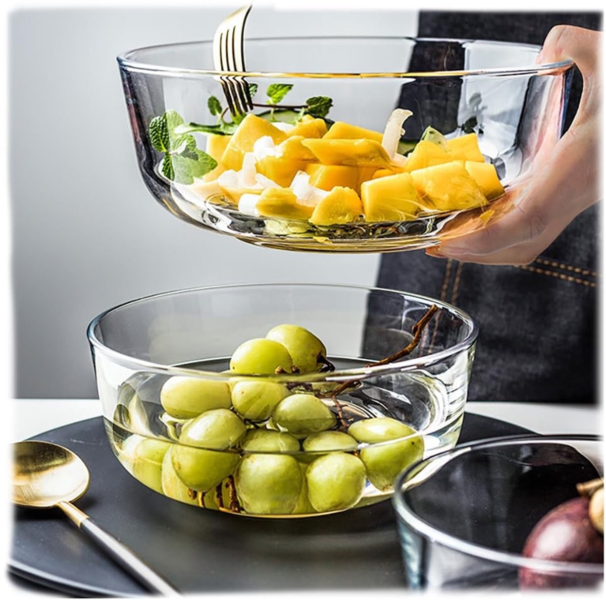 Solidchoice - Set van 2 Glassaladeschalen voor Oven en Magnetron