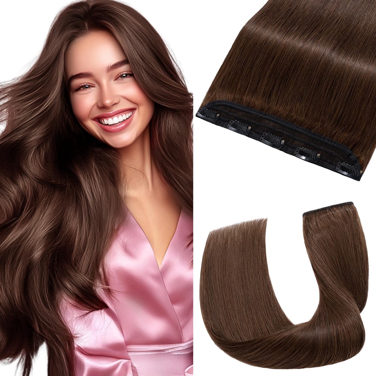 Solidchoice - Clip-In Haarextensions 40 cm Chocolade Bruin