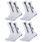 4 Paar Voetbal Gripsokken,Anti‑slip Sport Sokken met siliconen noppen op zool,Sportsokken - Hardloopsokken-ennissokken,Grip Socks,ademend compressie trainingssokken basketbal en fitness, duurzaam unisex sokken voor heren en dames,Wit,Maat 37‑46