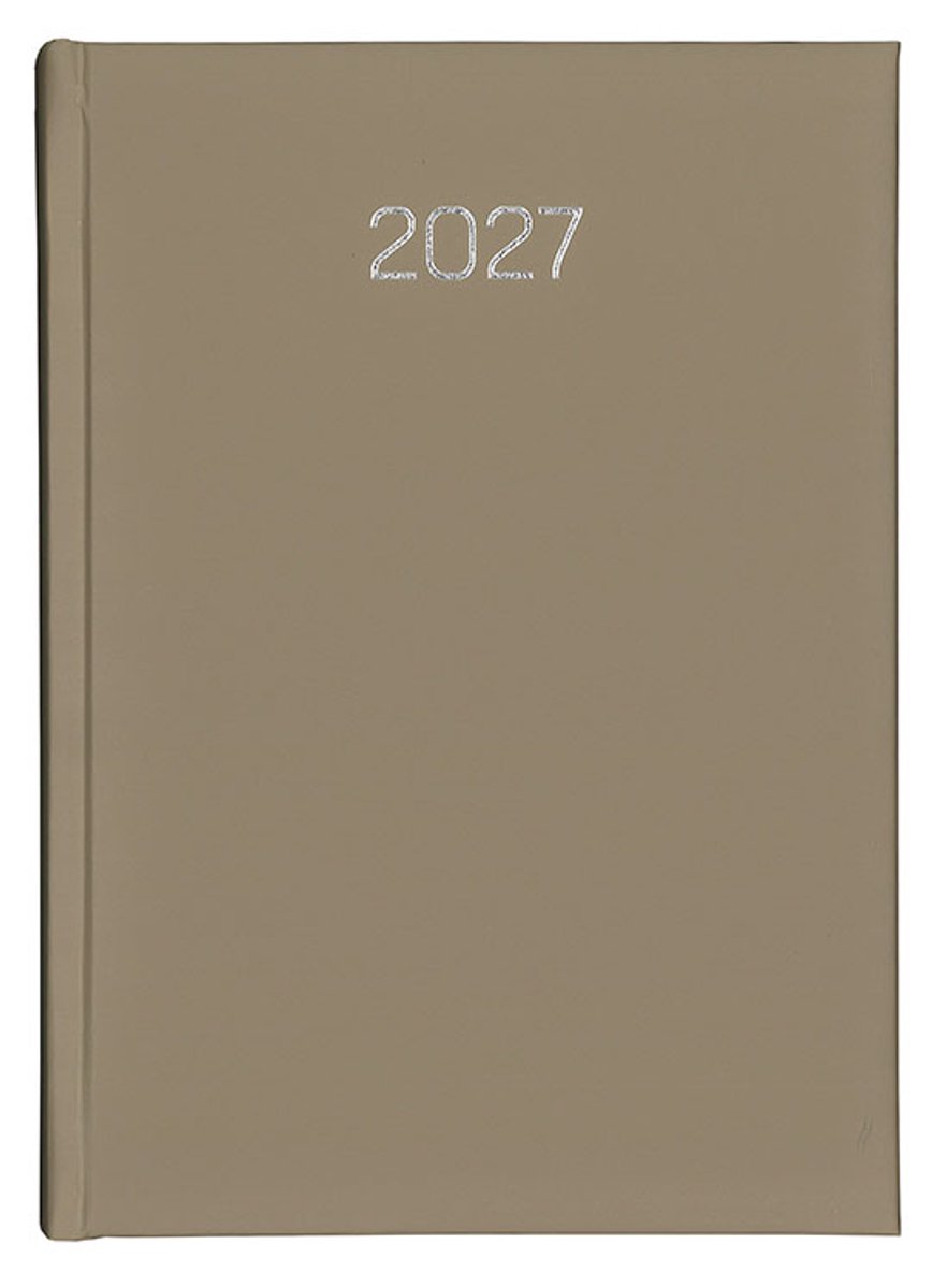 MGPcards - Bureau Dag-agenda 2027 - H42 Padua - formaat A5 - dag - 1 dag per pagina - 6-talig - Made in Italy - Gewatteerde omslag - 14.8 x 21 cm - Mat Taupe