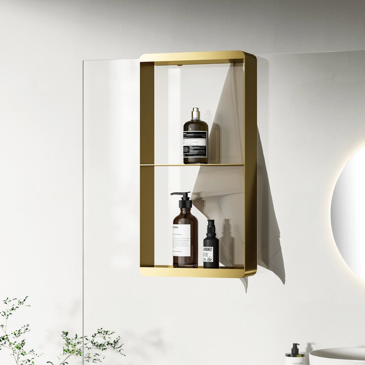 Hangend doucherek 50x25x9cm Sanitado Industry Soap in mat goud
