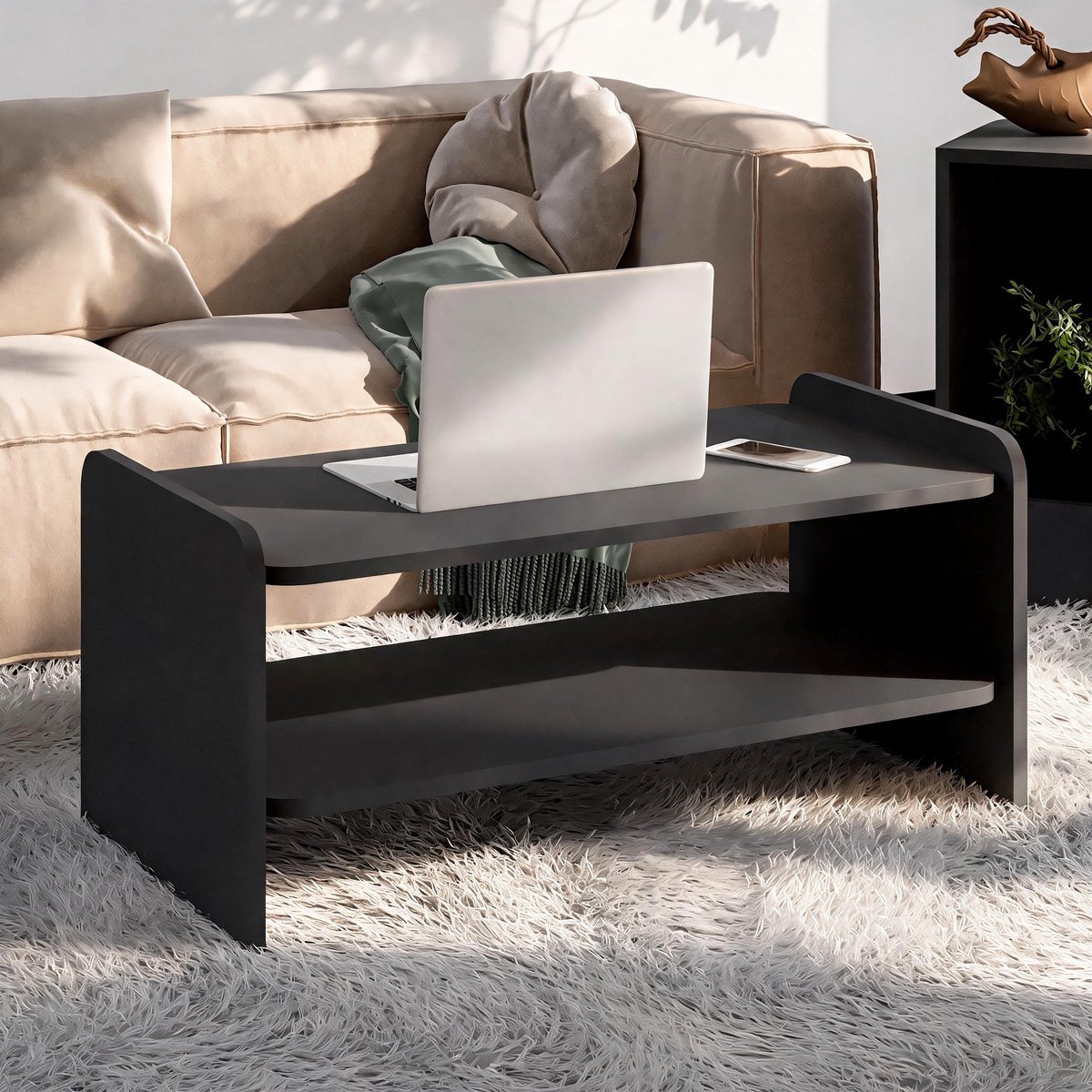 Asir - Salontafel - Antraciet - 89,8 x 44,8 x 39,8 cm