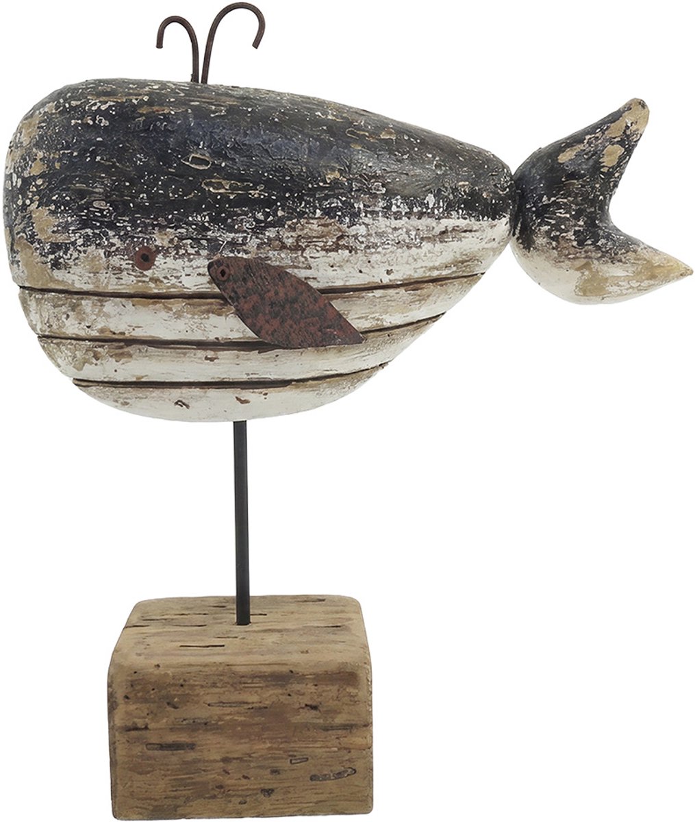 Clayre & Eef Decoratie Beeld Walvis Bruin Hout