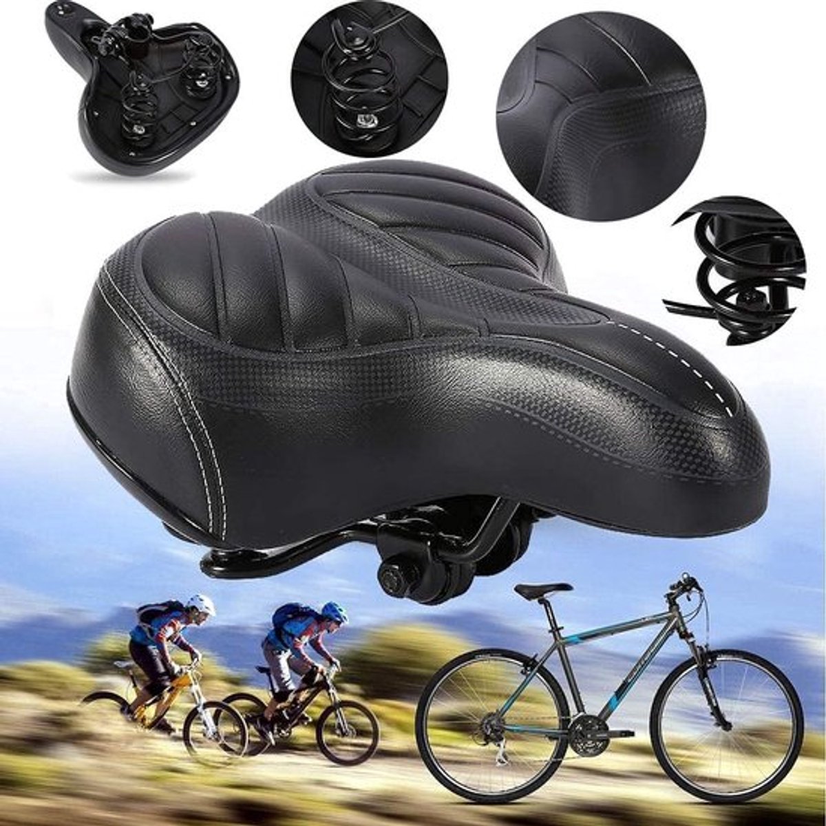 OmGoods - Fietszadel - Ergonomisch Fietszadel - Zacht en Comfortabel - Geschikt voor Mountainbike en Stadsfiets - High Rebound Fietszadels - Ideaal