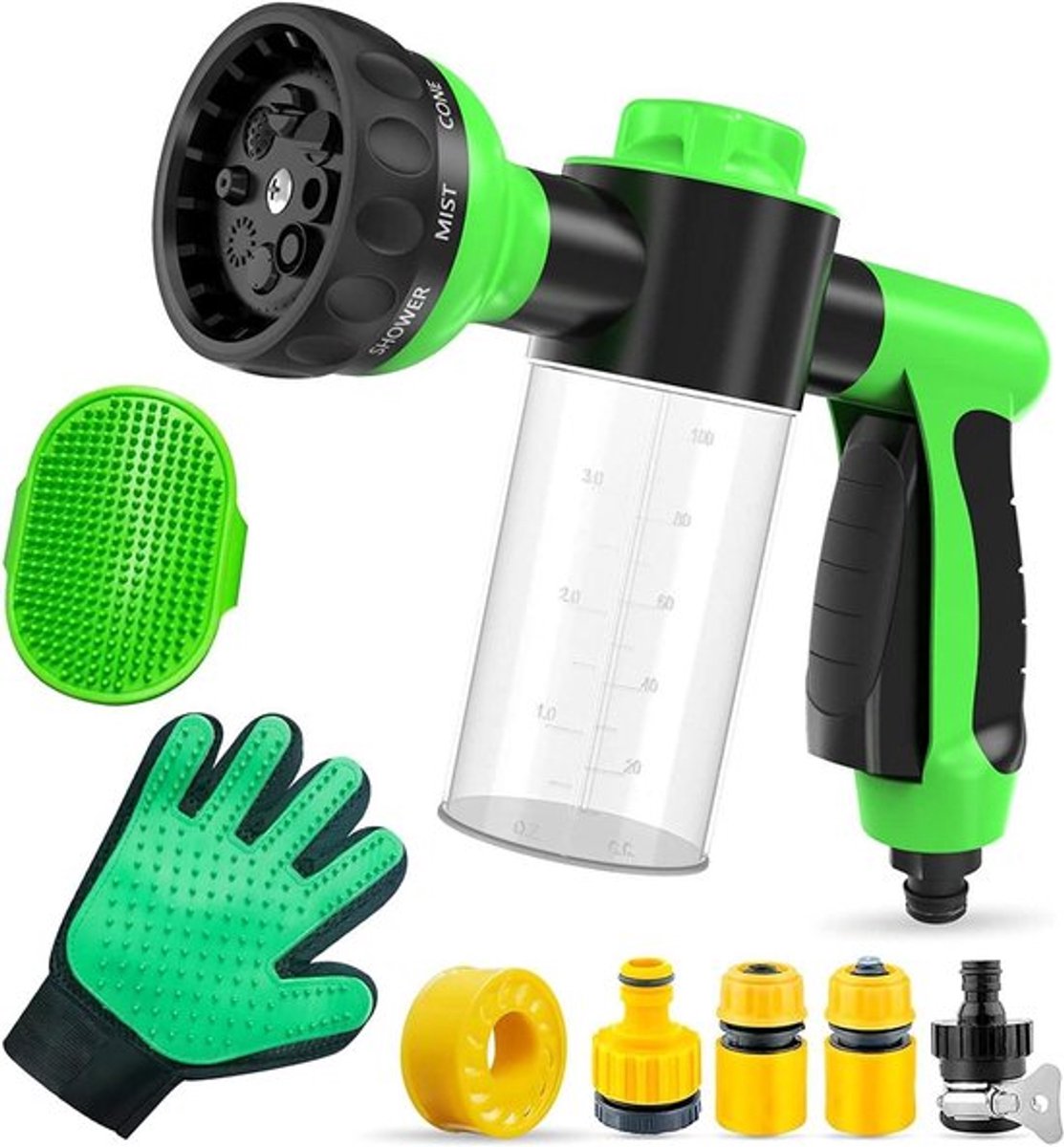 - Tuindouche - Tuinsproeikop - Handdouche - Schuimwaterreiniging - 8 sproeipatronen - irrigatie - Gazon - Tuin - Auto - Stoepreiniging