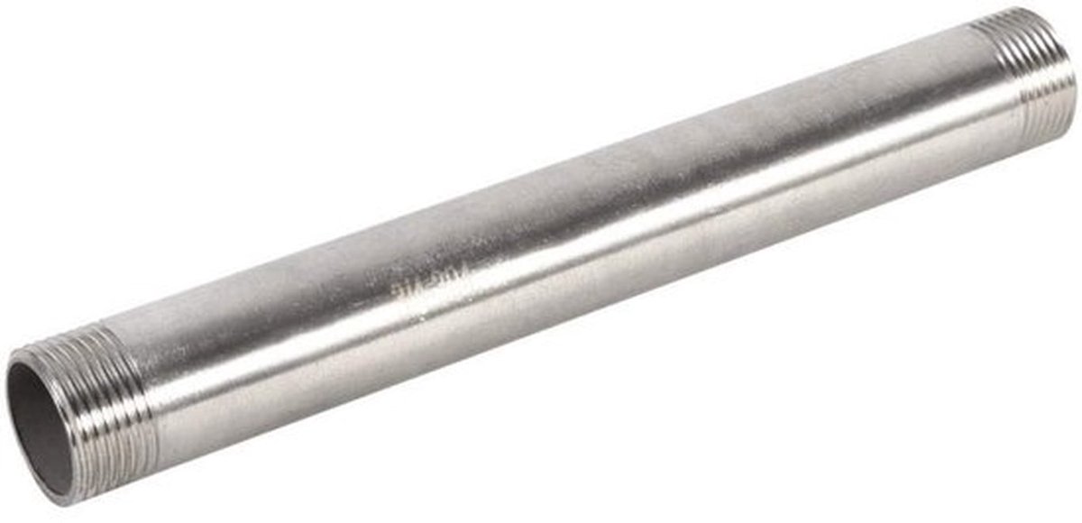 Fitting 200 mm - Stalen nippel - BSP-verbinder - Draadverbinding - Schokbestendig - Roestvrij staal - NPT-specificaties