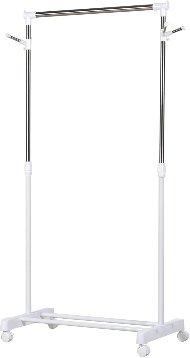 Sogiol® Kledingrek op Wielen In Hoogte Verstelbaar - met opbergvoet en 4 wielen, 68,5 x 42 x 87-145 cm