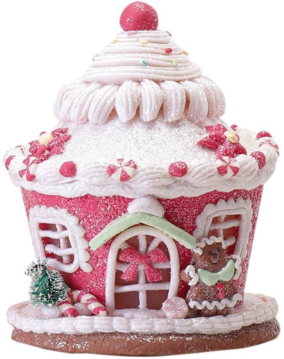 Kerstsnoephuis LED - Schattig Peperkoekhuis - Besneeuwd Glazuur - Snoepdecor - Doe-het-zelf - Veilig PVC (16 x 13 cm) - Snoephuis