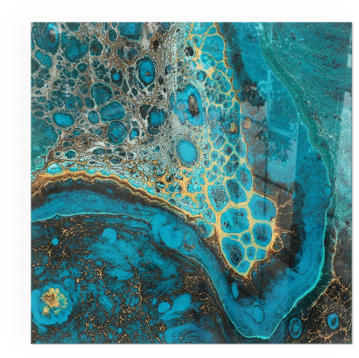 ArtPrintCavePlaat voor onder houtkachel - 50x50cm - Onderplaat kachel - Kachel vloerplaat Turkoois - Vloerplaat openhaard