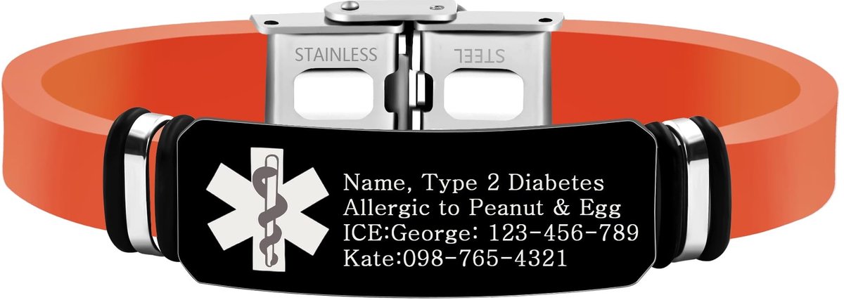 Solidchoice - Gepersonaliseerde Medische Alarm Armband voor Vrouwen met Contactinformatie