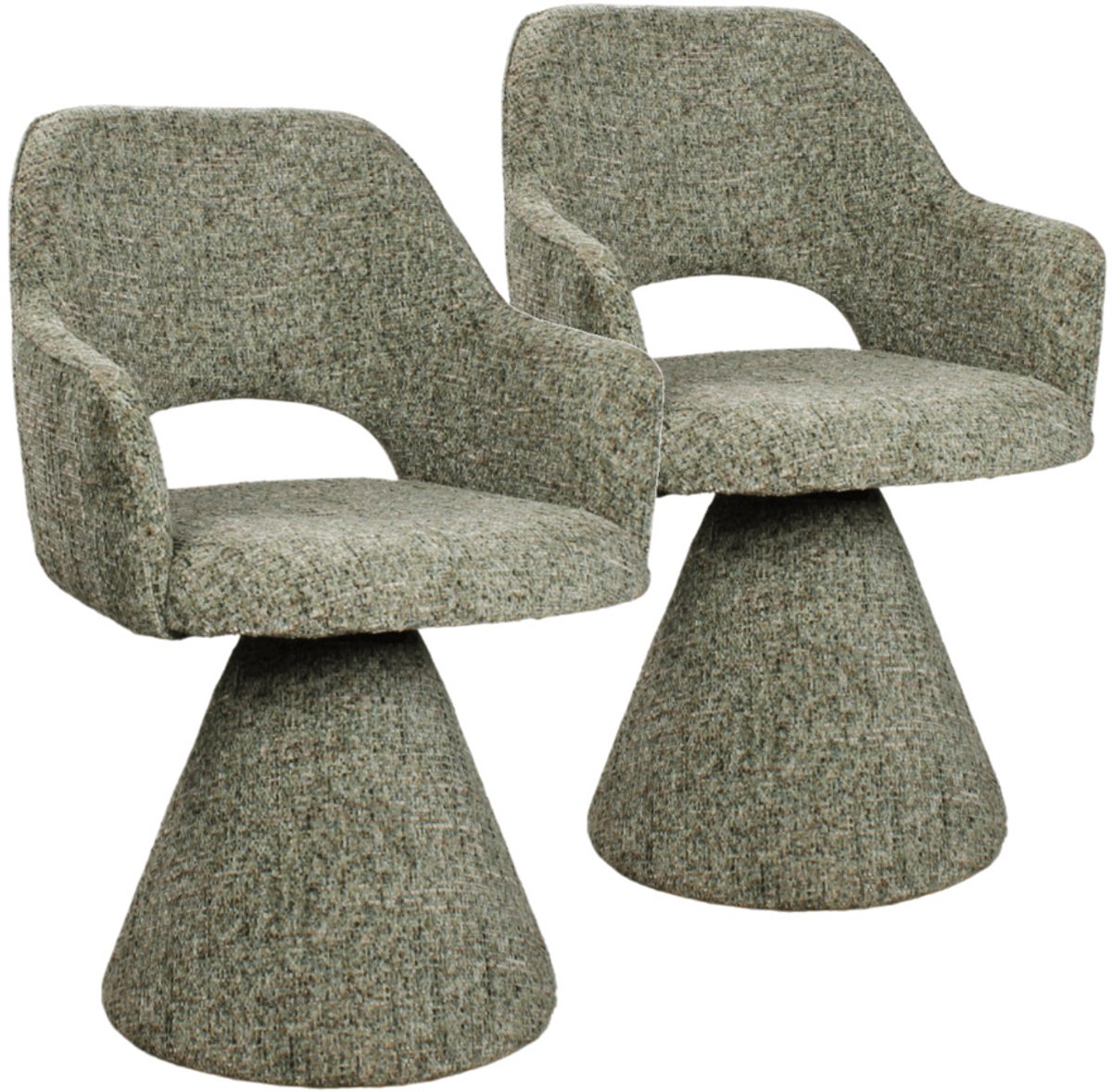 DS4U® - Lola draaibare eetkamerstoel - Set van 2 - Groen - Stof - Met armleuning
