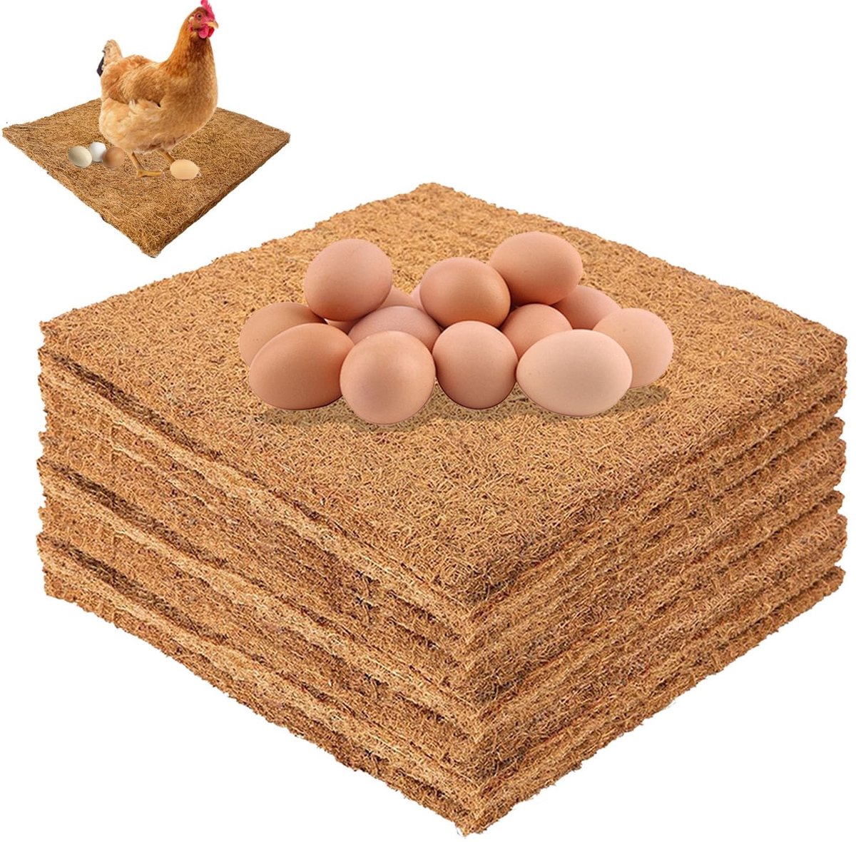 Solidchoice - Set van 10 Herbruikbare Kippen Nestbox Inleggers van Kokosvezel
