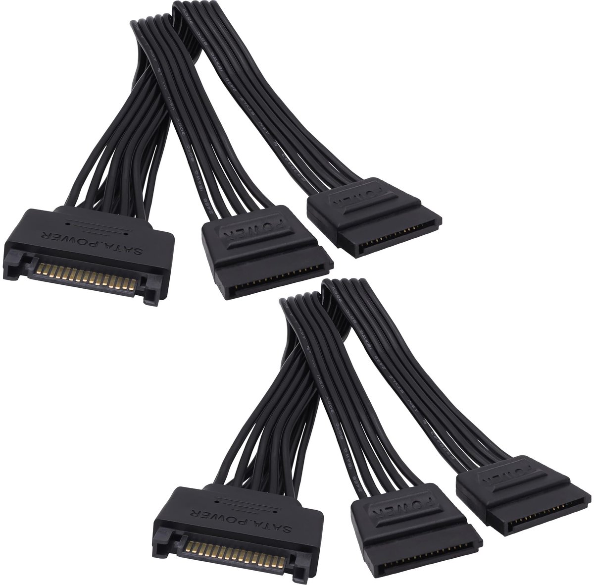 Solidchoice - SATA Power Y Splitter Kabel - 15 Pin naar 2 Port Adapter - 20 cm - 2 Stuks