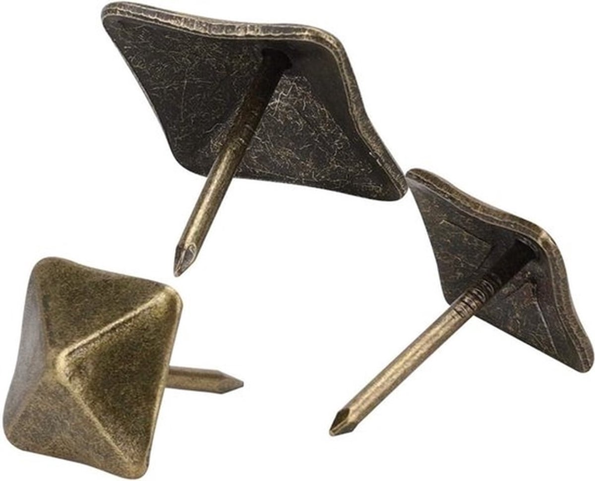 Decoratieve spijkers 14 x 20 mm - Set van 50 stuks voor meubels - Bronzen retro meubelnagels met doppen