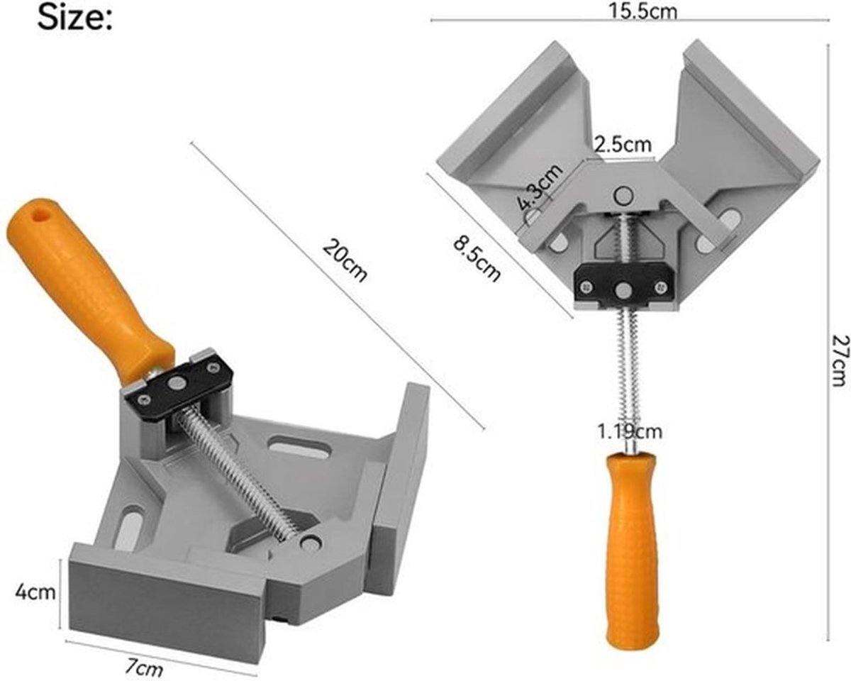 Hoekklem 90 Graden - 2 Stuks - Aluminiumlegering - Antislip Handvat - Sterk en Duurzaam - 15cm x 20cm Afmetingen - Hoekbeugel