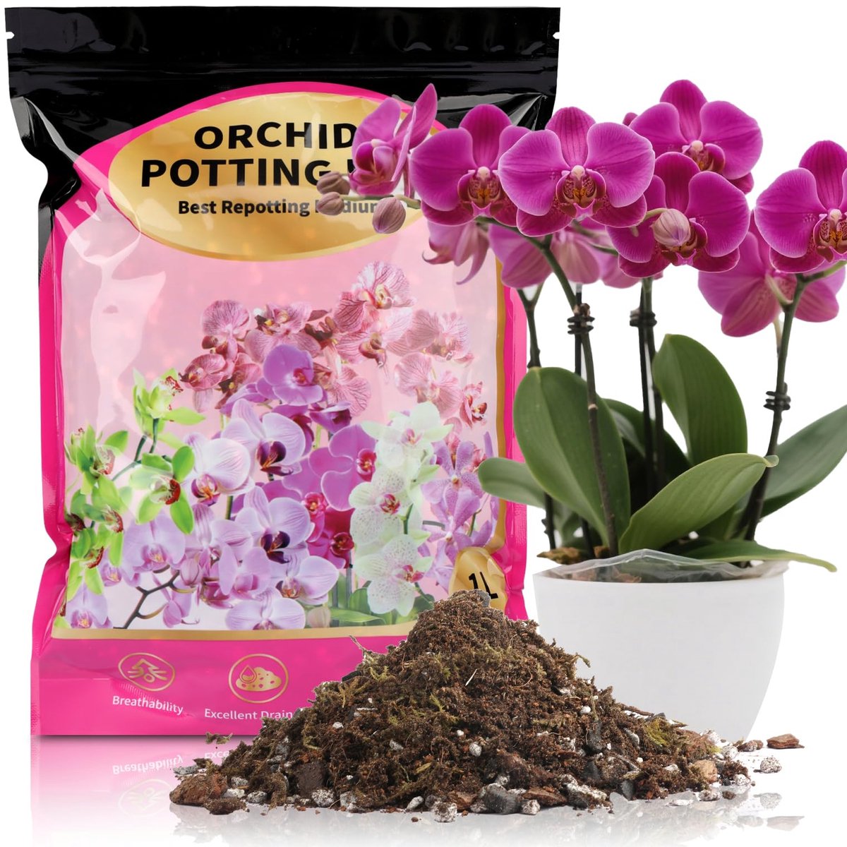 Organische Orchideenerde met Rindenmix - 1 L voor Phalaenopsis en Dendrobium