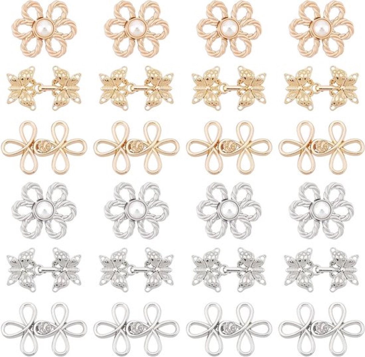 24 paar cardigan clips in goud en zilver voor vrouwen - Sweater en jurk fasteners
