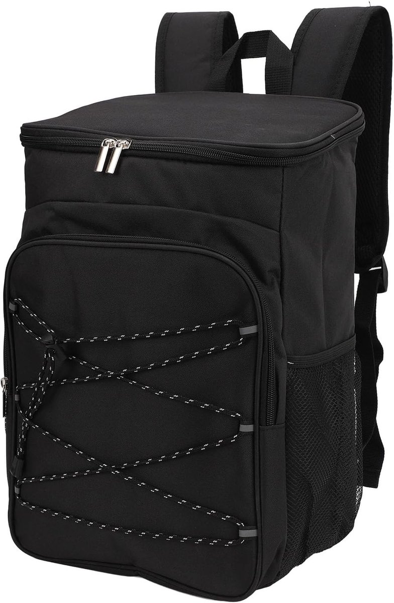 Thermische Rugzak - Zwart - 42 x 29 x 19 cm - Geïsoleerde Koeltas met Veel Opbergruimte - Voor Picknicks en Buitenactiviteiten