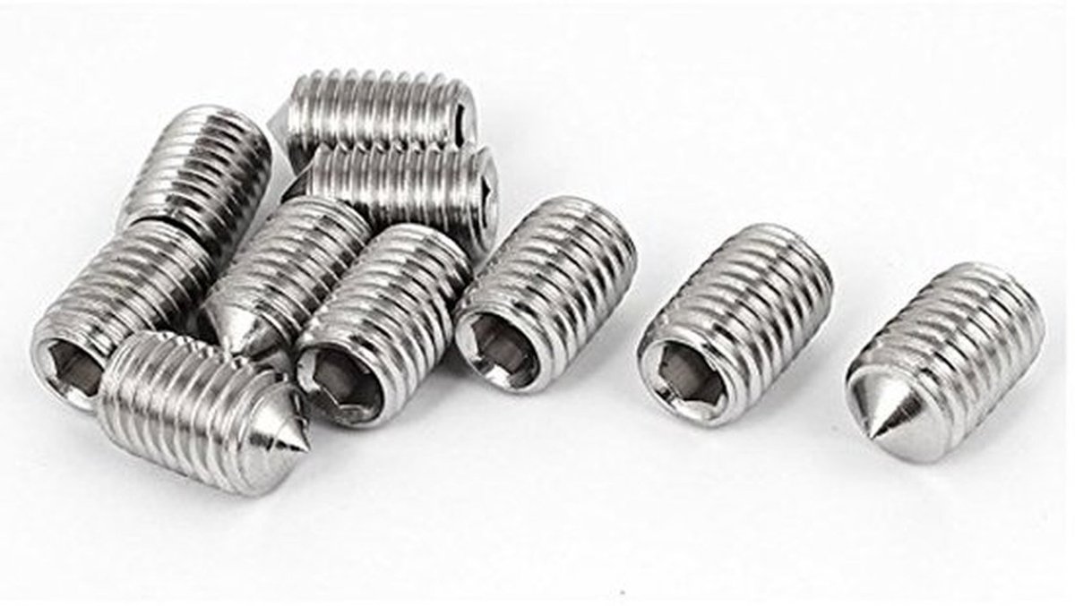 M4-16mm RVS kegelpunt grubschroeven - hex sokket set schroef - metrische draad - pack van 10