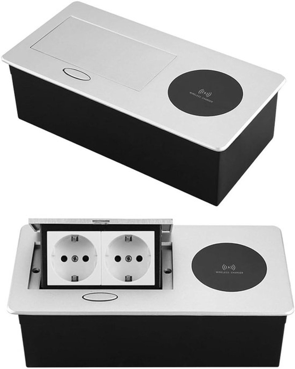 Inbouw stopcontact met draadloos opladen en USB-poorten voor keuken en kantoor - Wit