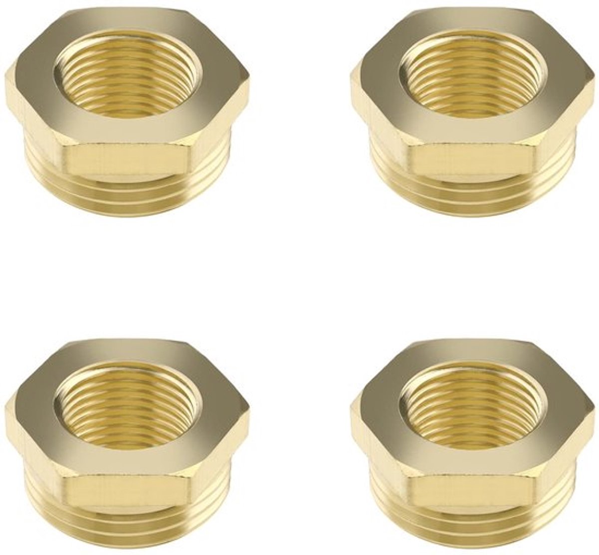Set van 4 Messing Draadverloopstukken 1/2 Inch naar 1/4 Inch