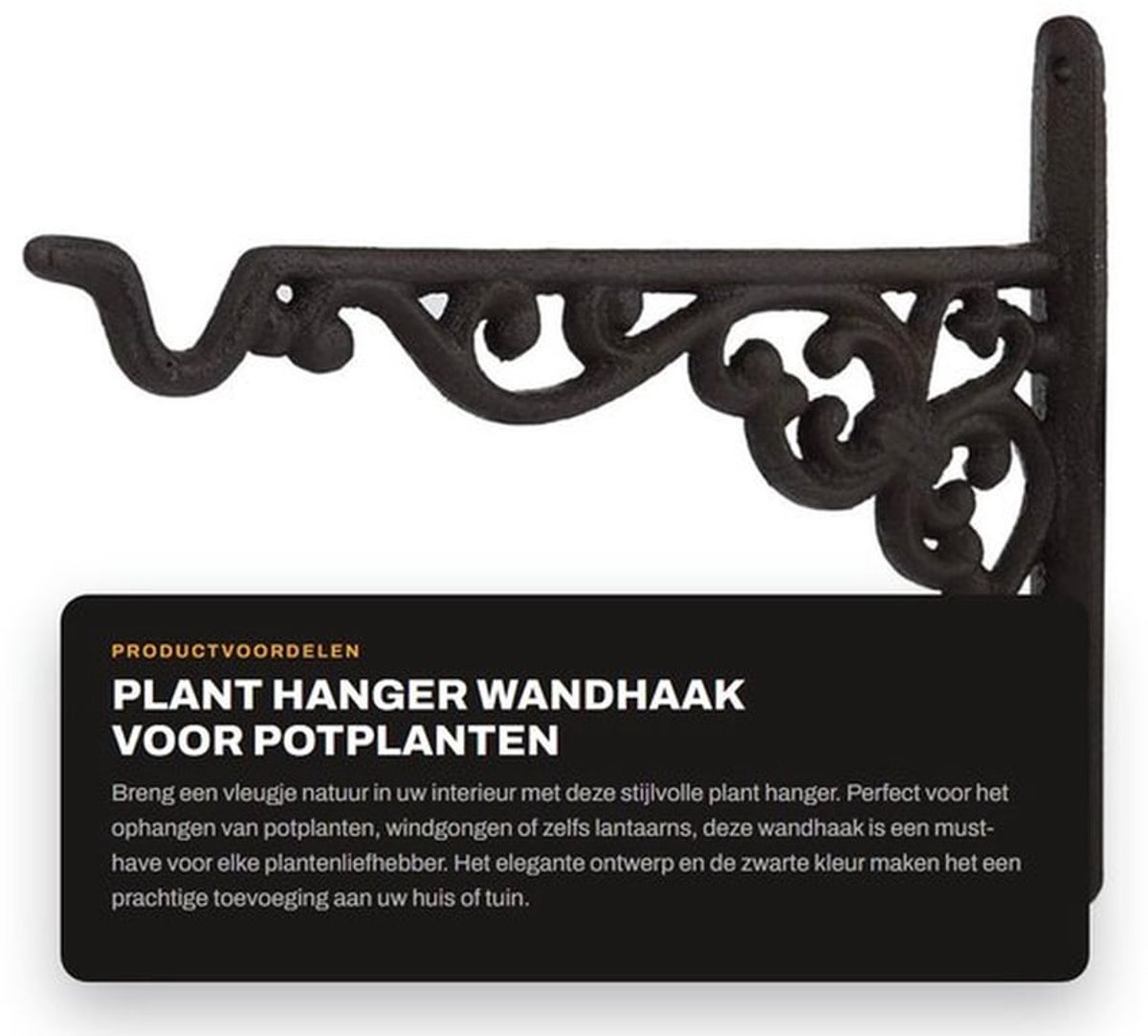 Plant Hanger Gemaakt van Gietijzer - Wandhaak - Multifunctionele Mandhanger - Decoratie - Stevig - Donkerbruin - Eenvoudig te Installeren