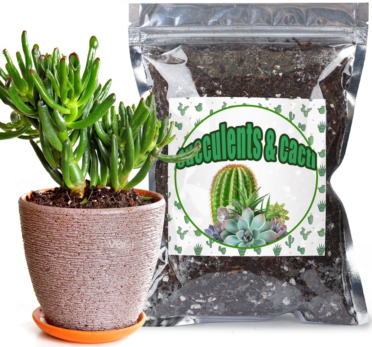 Kaktussen- en vetplantenpotgrond, goed doorlatende mix voor kamerplanten (1L)