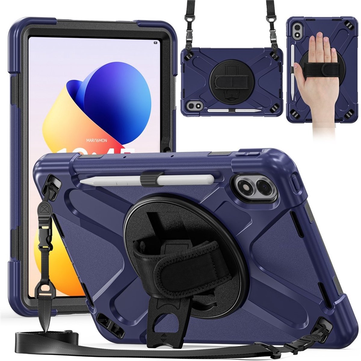 Coverup Tablethoes geschikt voor Xiaomi Redmi Pad 2 Pro Hoesje - Heavy Duty Case met Schouderstrap - Blauw