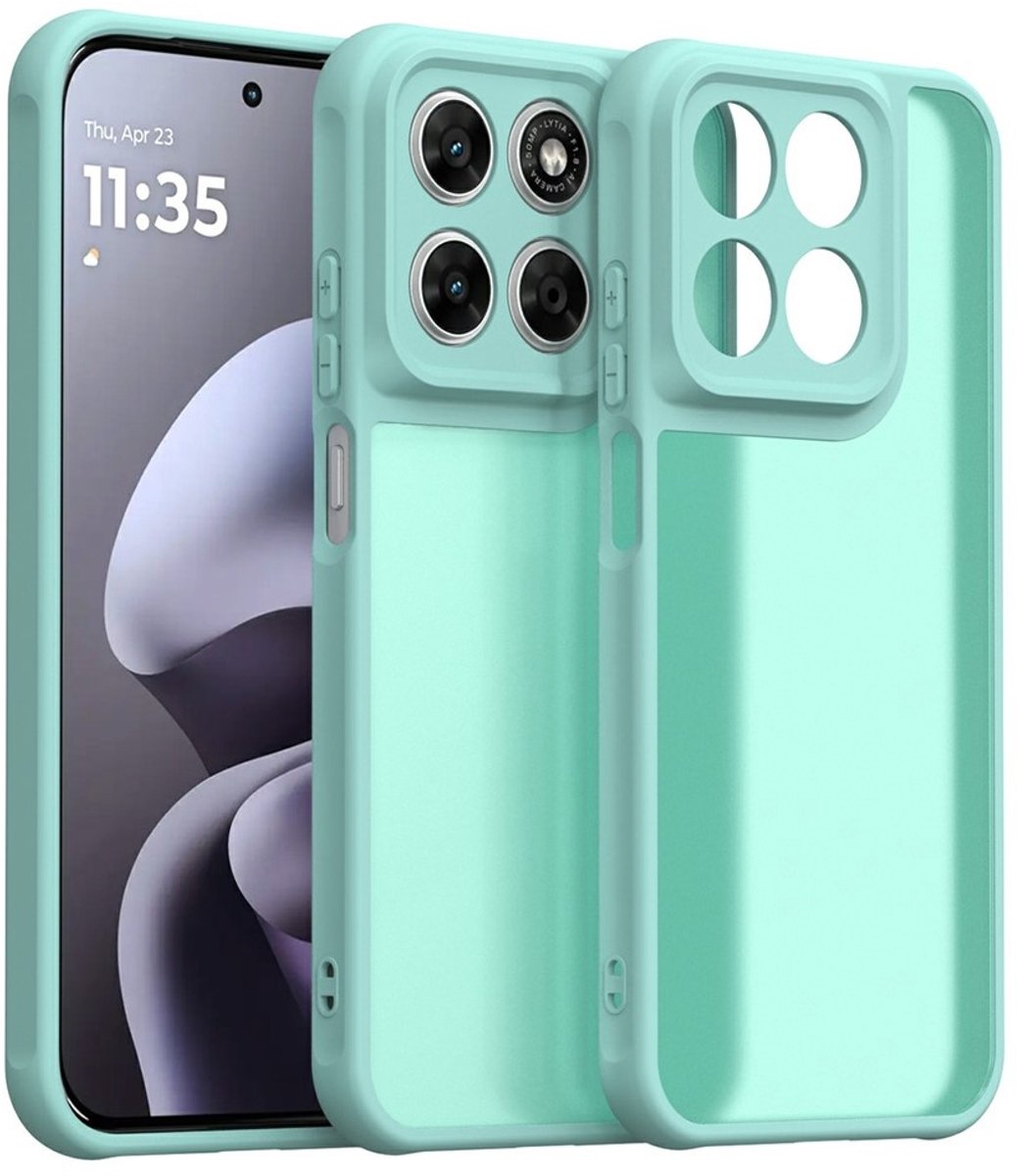 Coverup Hoesje - Geschikt voor Motorola Moto G67 / G77 / G87 Hoesje - Coverup Mat Transparante Back Cover met Camera Cover - Mintgroen