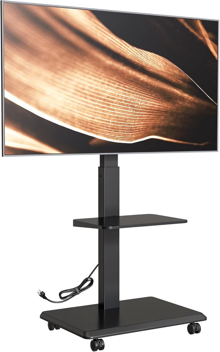 Mobiele TV standaard 37"-75" - met stopcontact en kabelbeheer - in hoogte verstelbaar en draaibaar - ShopVlot