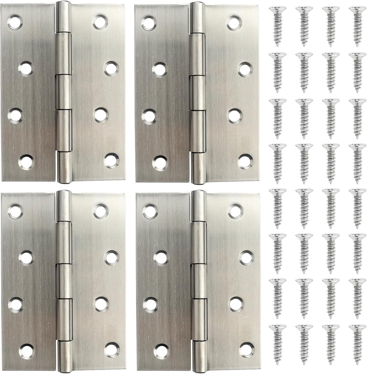 Scharnier set 100mm - RVS scharnieren - 4 stuks - Geschikt voor houten deuren - ShopVlot