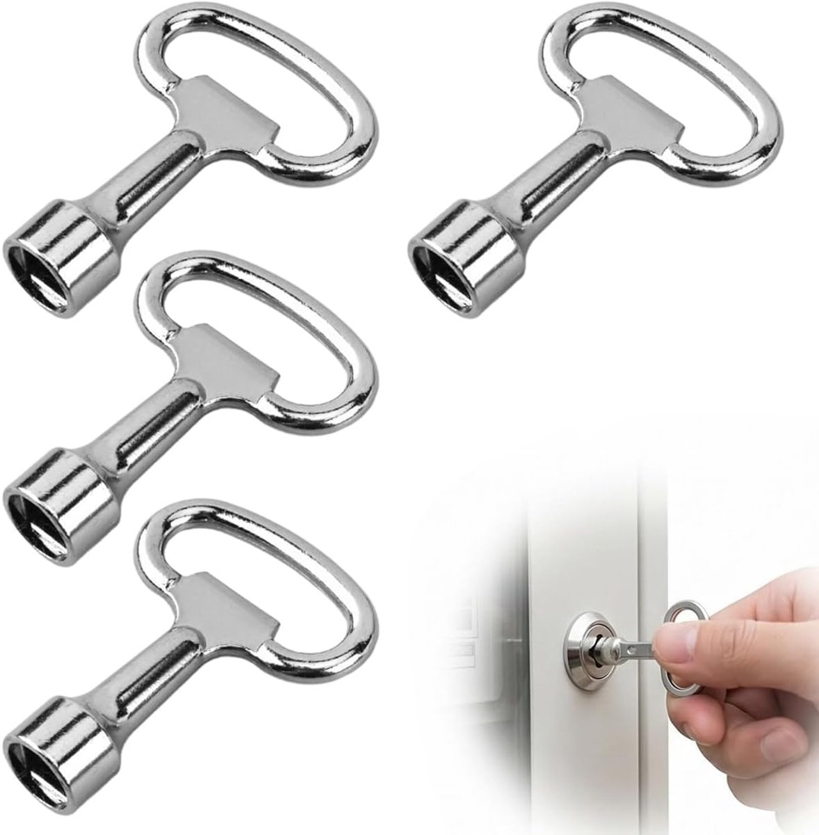 Vierkante sleutels 8 mm - roestvrij staal - universele sleutelset - ideaal voor kranen en installaties - ShopVlot