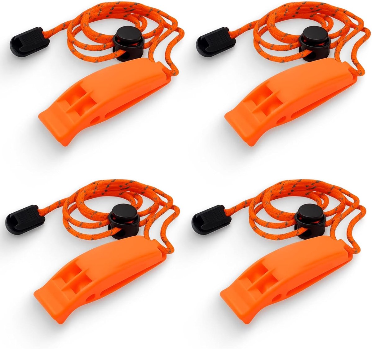 SnelShoppen - 4 Pack Noodfluitje, Signaalfluitje, Dubbelbuisfluit 120 dB voor Hiken, Kamperen, Zwemmen, Sport, Nooduitrusting en Hondentraining