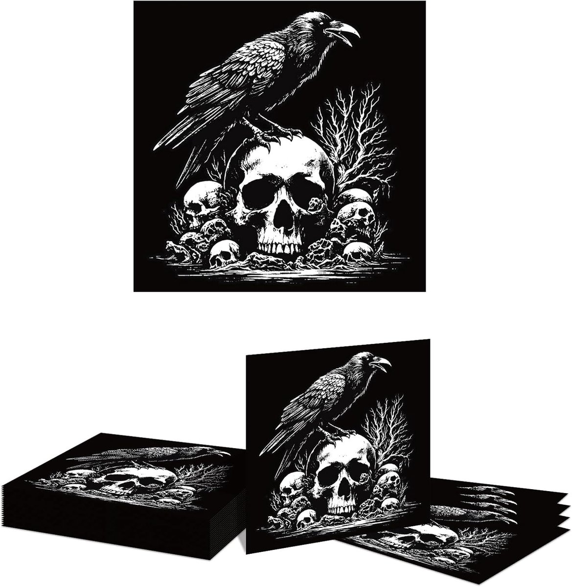 Halloween servetten 20 stuks - 2-laags - met schedel en raaf motief - perfect voor feesten - ShopVlot