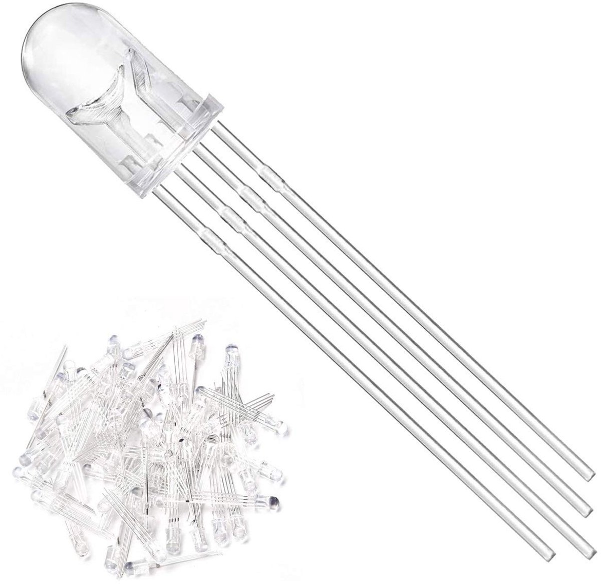 Solidchoice - 100 Stuks 5mm LED Diodes RGB met 4 Pin voor Elektronische Projecten
