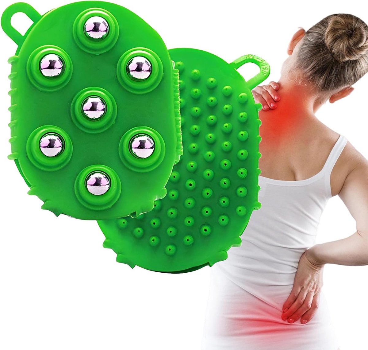 Massagehandschoenen met Rollerball - Groene kleur - Diepe weefselmassage - Verminder spierpijn en spanning - ShopVlot