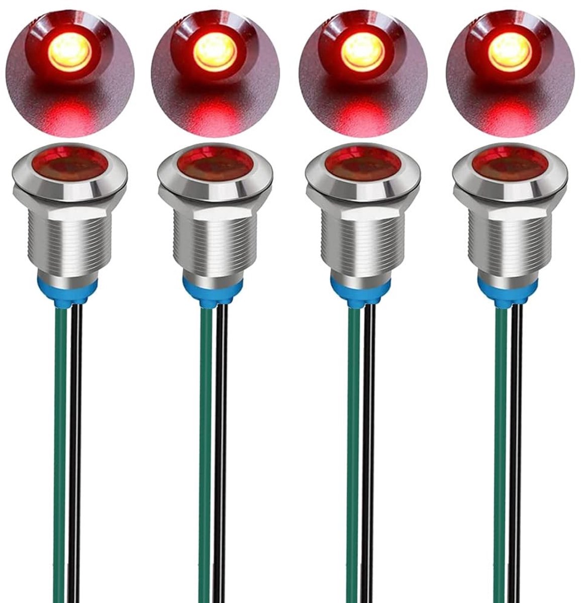 Solidchoice - 4 Stuks LED Indicatorlampjes met Waterdichte Behuizing