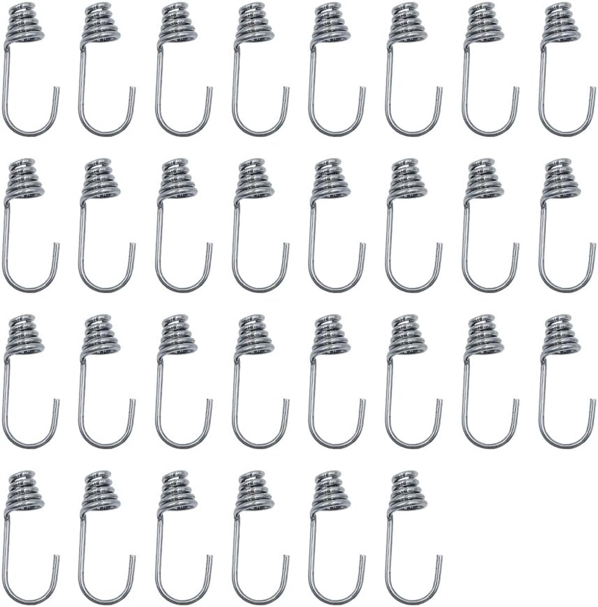 SnelShoppen - 30 Stuks Spiral Elastische Haken, Bungee Haken, Elastische Spanner voor Elastische Touwen Shock Kabel (3mm, Zilver)