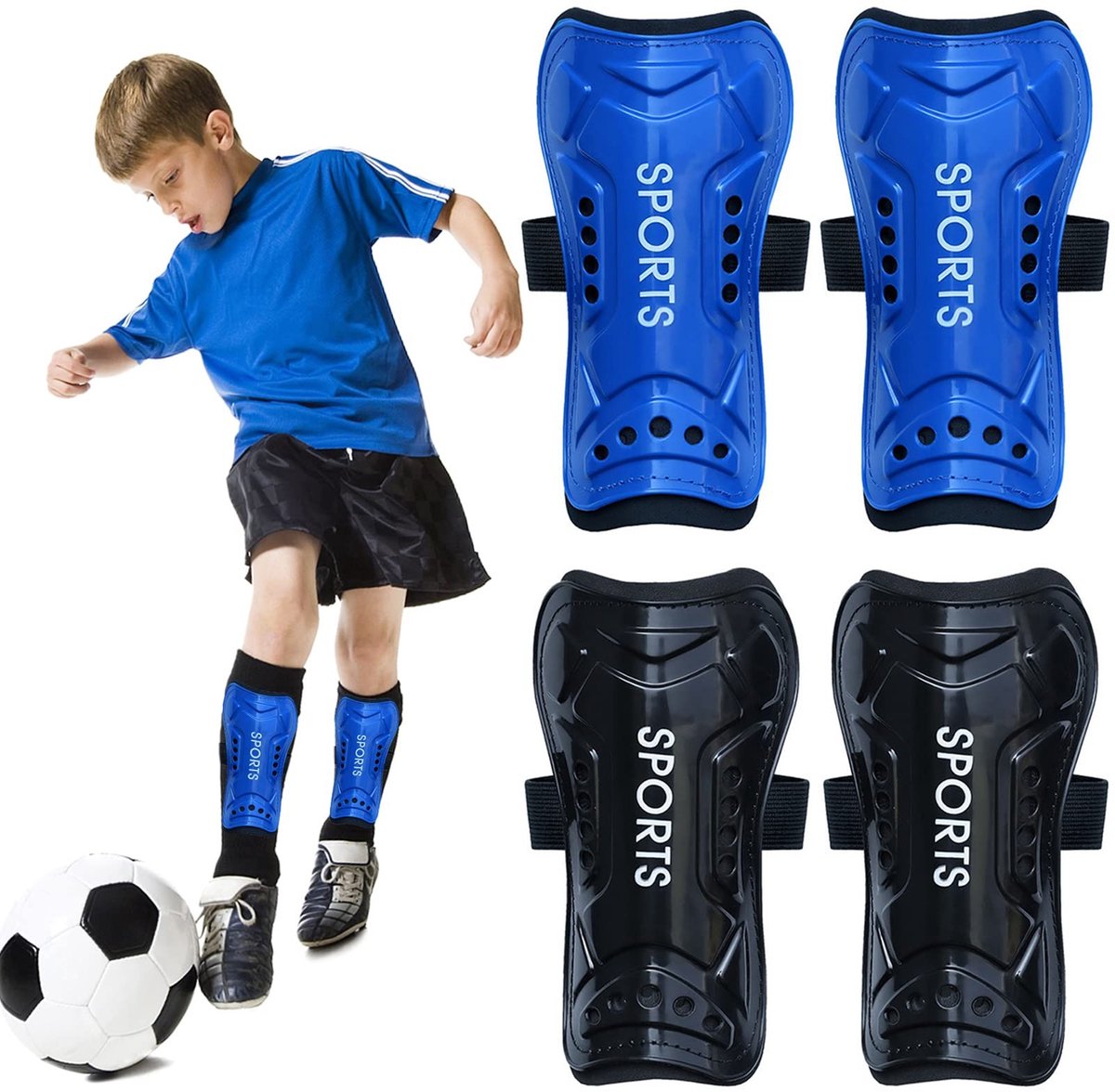 Solidchoice - 2 Paar Lichtgewicht Voetballen Scheenbeschermers voor Kinderen