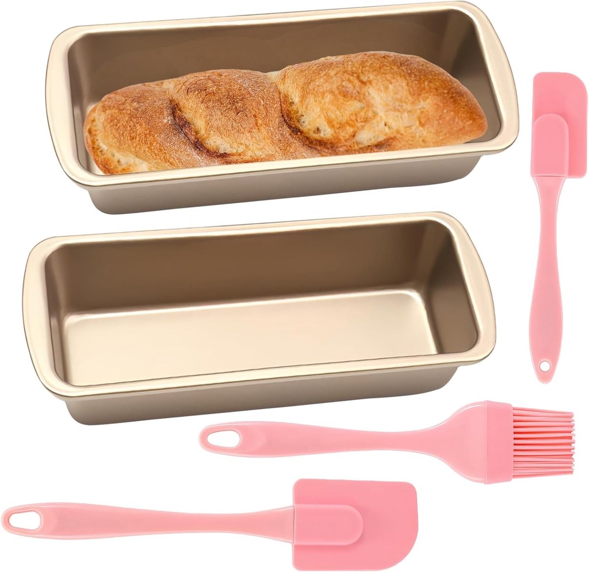 Broodbakvorm - Goud - 19,5 x 9,5 x 5 cm - Roestvrijstaal met Antiaanbaklaag - Voor het Bakken van Brood en Taarten