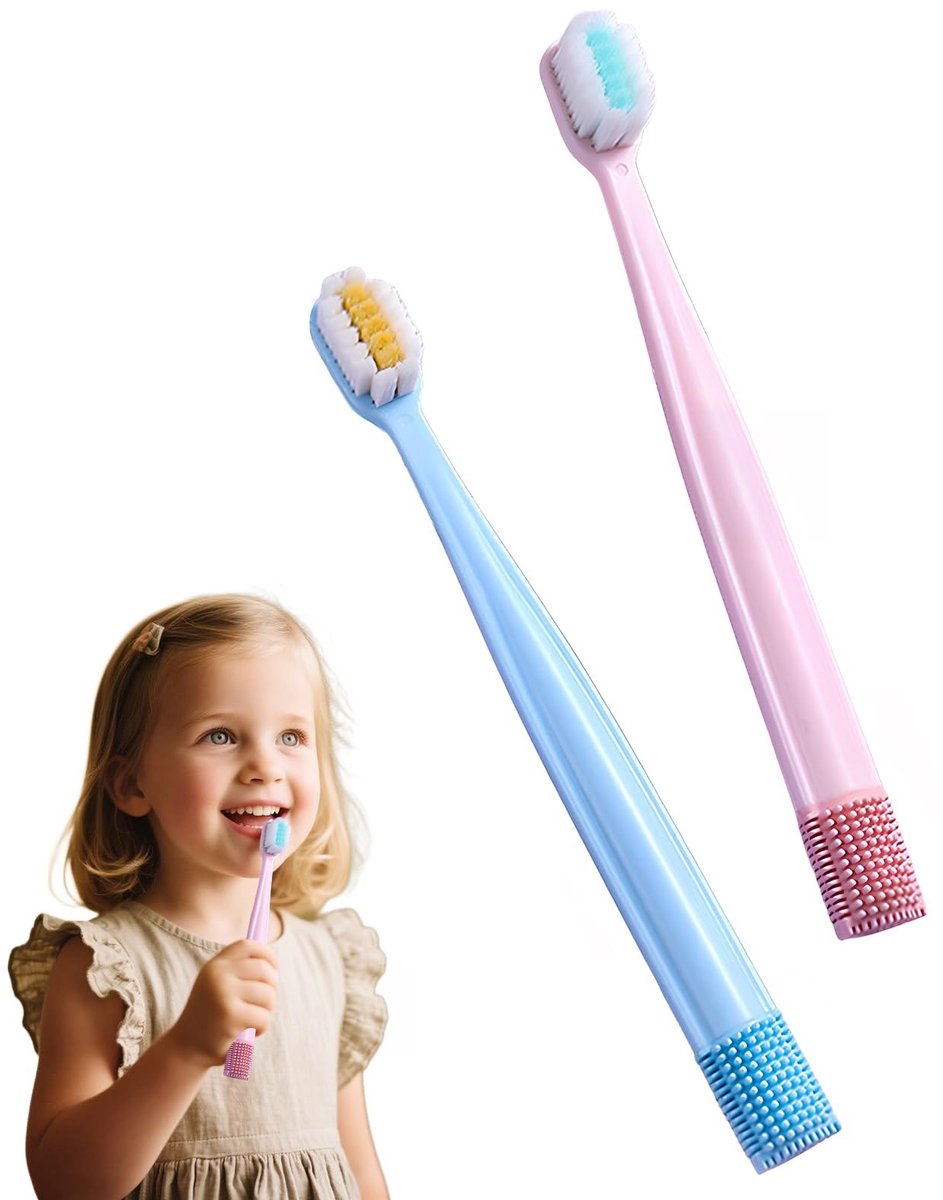 Solidchoice - Set van 2 Kinder Tandenborstels met Tongschraper
