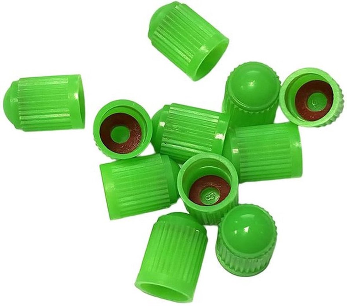 11 stuks bandventieldoppen, plastic stofkappen, universele autobandenstam stofhoezen met O-afdichtingsring voor SUV, motorfiets, vrachtwagens, fiets, fiets (groen)