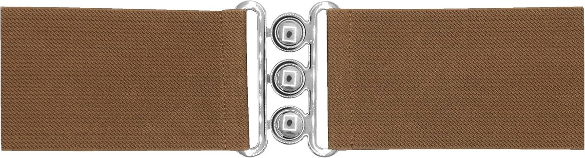 Brede elastische ceintuur 7,5 cm - Bruin - Met gesp - Ideaal voor casual outfits - ShopVlot