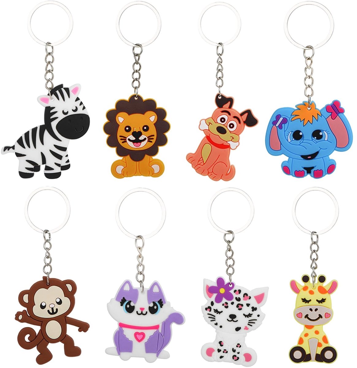 Solidchoice - Set van 8 Cartoon Sleutelhangers voor Kinderen