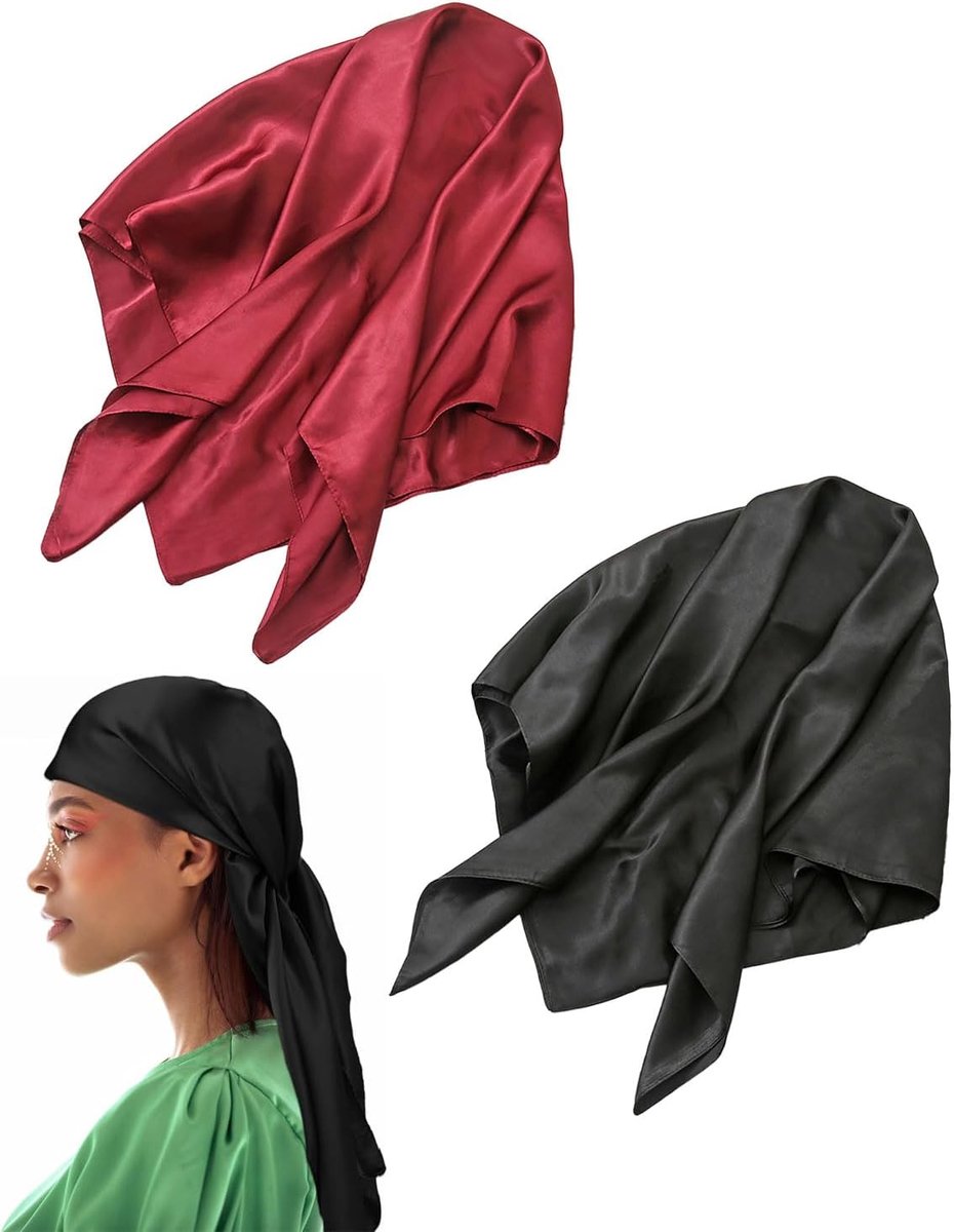 Vierkante sjaals 90 x 90 cm - 2 stuks zijde polyester - elegante hoofddoek - perfect voor haaraccessoires - ShopVlot